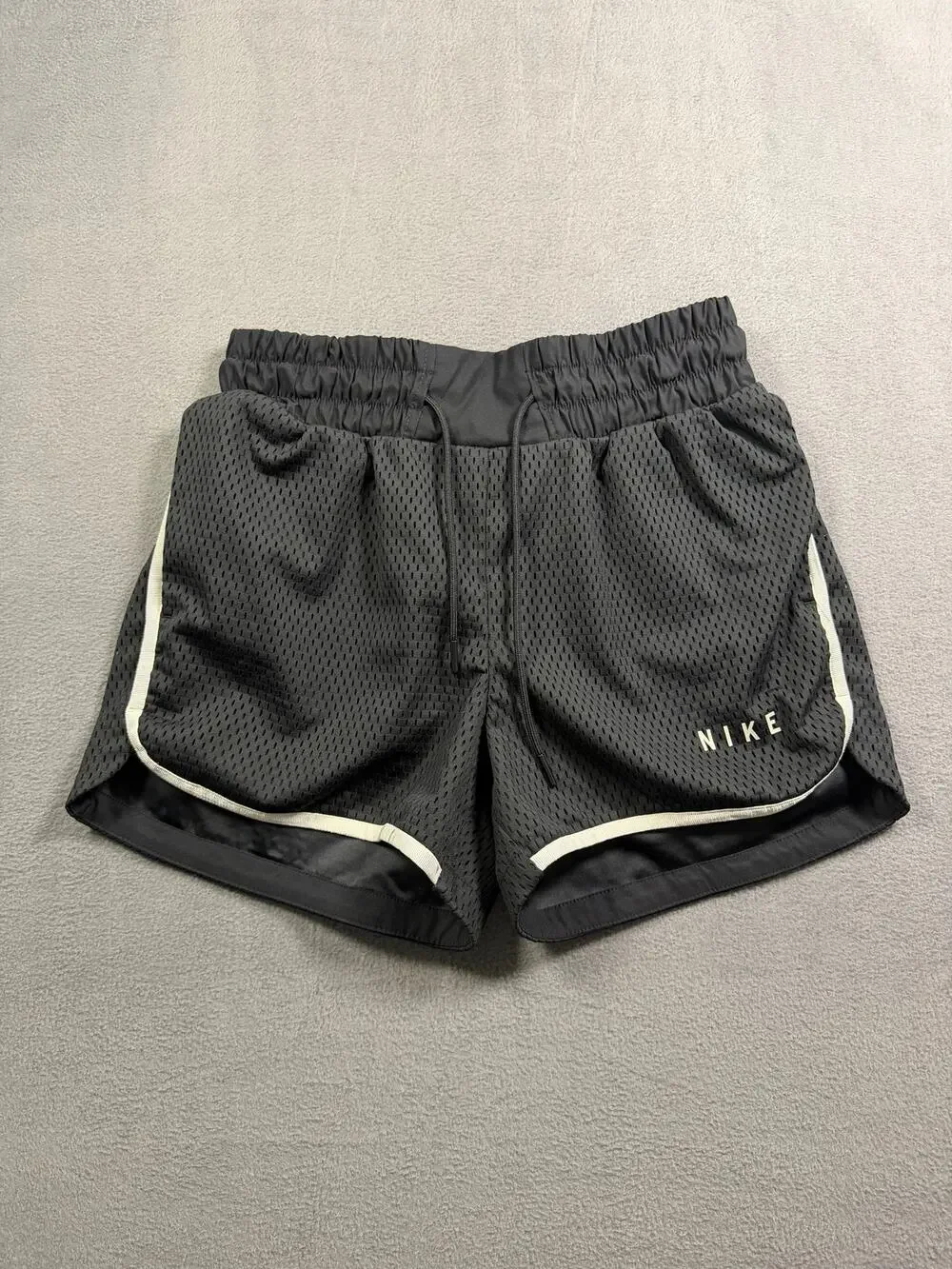 Nike Shorts Womens Small Gray Black Double Layer Mesh Dri Fit Running Athletic